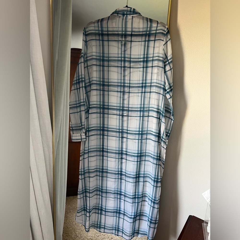 Romeo & Juliet Couture Plaid Duster Sheer Shirt Dress Kimono - Picture 2 of 7
